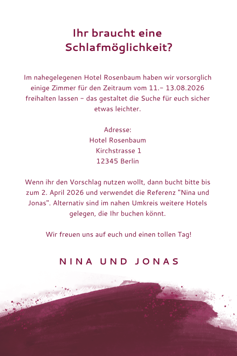 Einlegeblatt mit roten Pinselstrichen