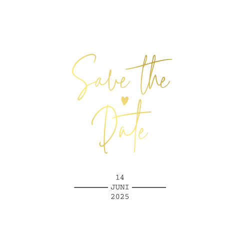 Save the Date Karte mit Goldfolie, Eheringen und runden Ecken