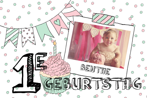 Witzige Einladungskarte zum 1. Geburtstag