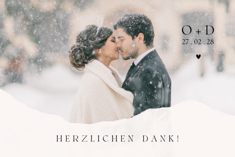 Stilvolle Dankeskarte mit Initialen des Brautpaars