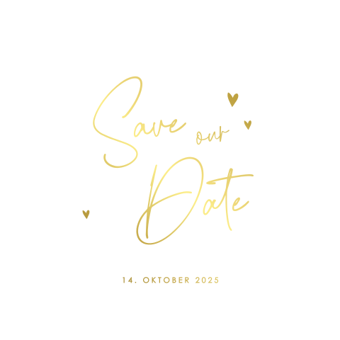 Save the Date Karte in Sechseckform mit Herzen und Foliendruck