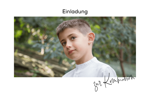 Querformat Kommunionskarte gestalten mit eigenem Foto und Schriftzug