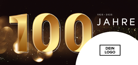 Einladung zum Firmenjubiläum 100 Jahre mit Fotos und Karte