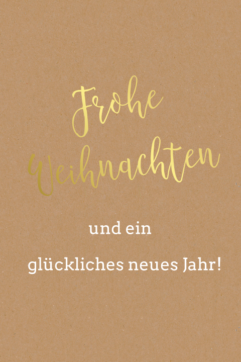 Trendige Kraftpapier-Look Weihnachtskarte mit Goldfolie