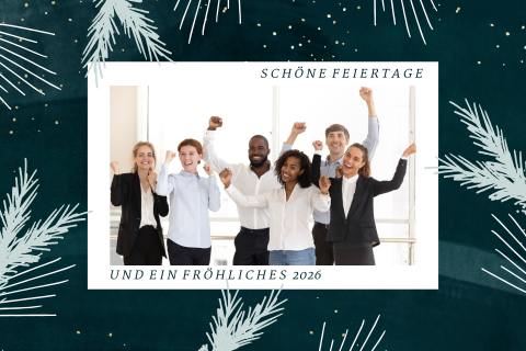 Stilvolle Weihnachtskarte mit Foto und Tannenzweige - geschäftlich