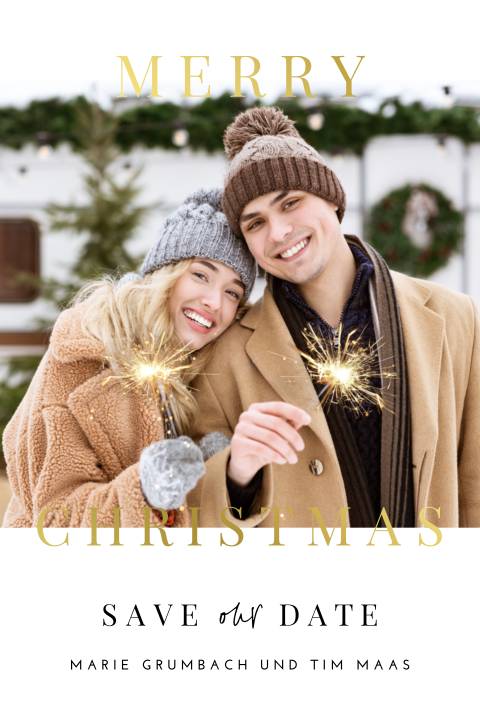 Weihnachtliche Save our Date-Karte mit Foto