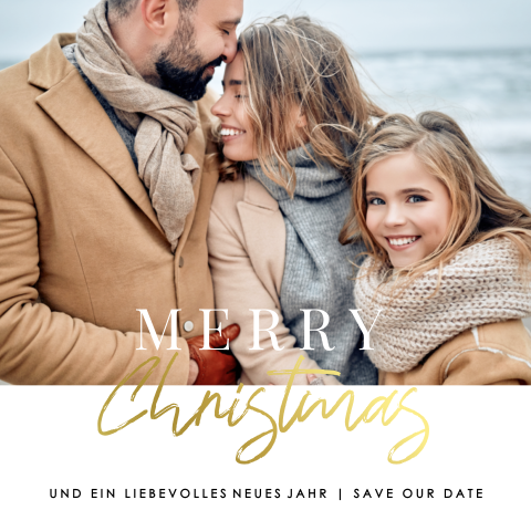Quadratische weihnachtliche Save the Date-Karte mit Foto