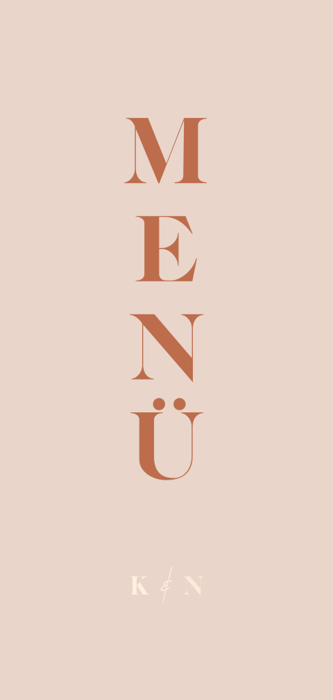 Menükarte mit lustiger Typografie und Roségoldfolie