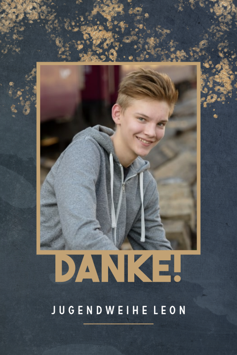 Dankeskarte zur Jugendweihe mit gelben Farbkleckse