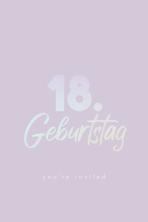 Lila Einladung zum 18. Geburtstag mit holografischem Text