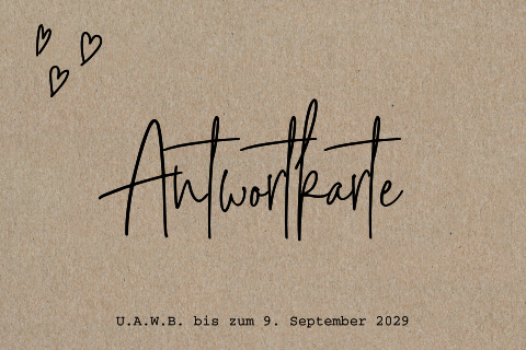 Kraftpapier-Look Antwortkarte mit Herzen