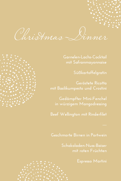 Klassische Weihnachts-Dinner-Karte in Ockerton