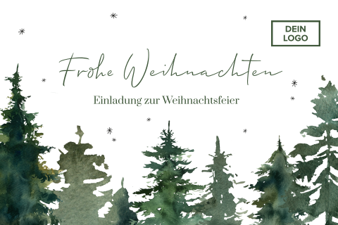 Einladung zur Weihnachtsfeier mit Nadelwald