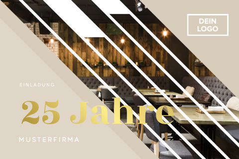 Einladung Firmenjubiläum 25 Jahre mit Goldfolie und Foto