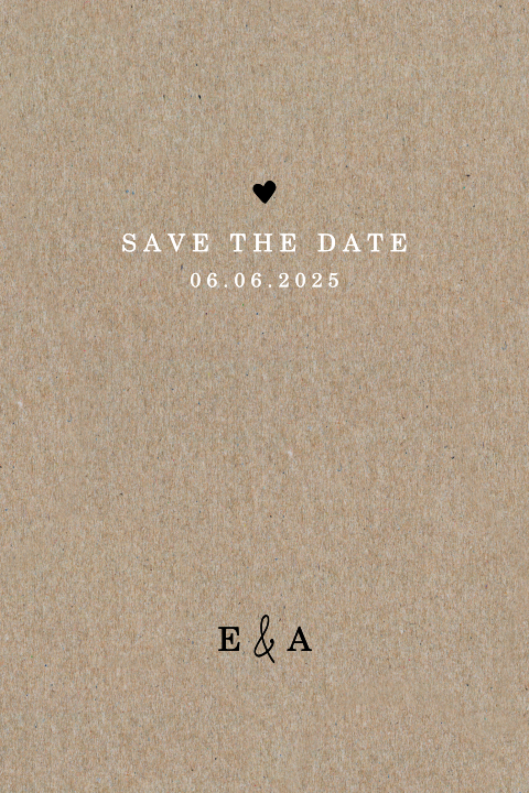 Kraftpapier-Save the Date-Karte mit runden Ecken