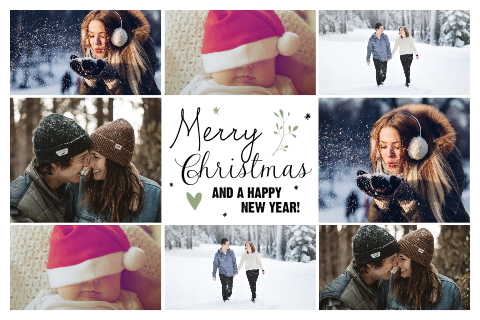 Mosaik-Weihnachtskarte mit Neujahrsgrüßen und Fotos