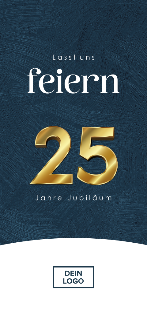 Einladung Firmenjubiläum 25 Jahre im Gold Look mit Logo