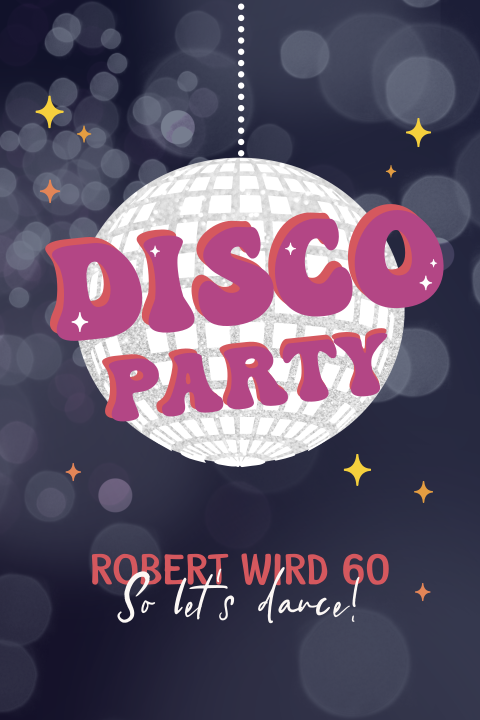 Einladungskarte zum Geburtstag im Disco-Look mit verspieltem Design