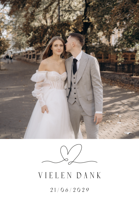 Magnetische Dankeskarte Hochzeit mit eigenem Foto und Herz