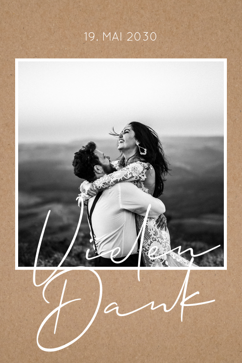 Dankeskarte Hochzeit mit Fotos im Kraftlook