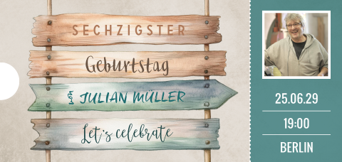 Einladung 60 Jahre Geburtstag mit Wegweiser und Foto in Ticketform