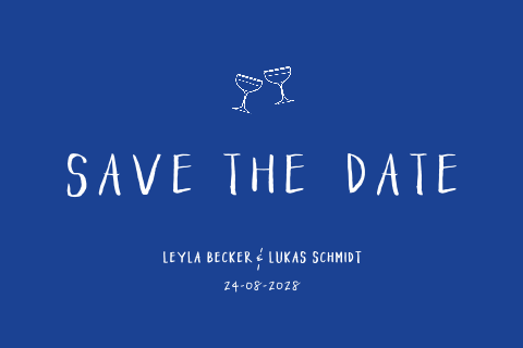 Schlichte Save the Date Karte mit Champagnergläsern
