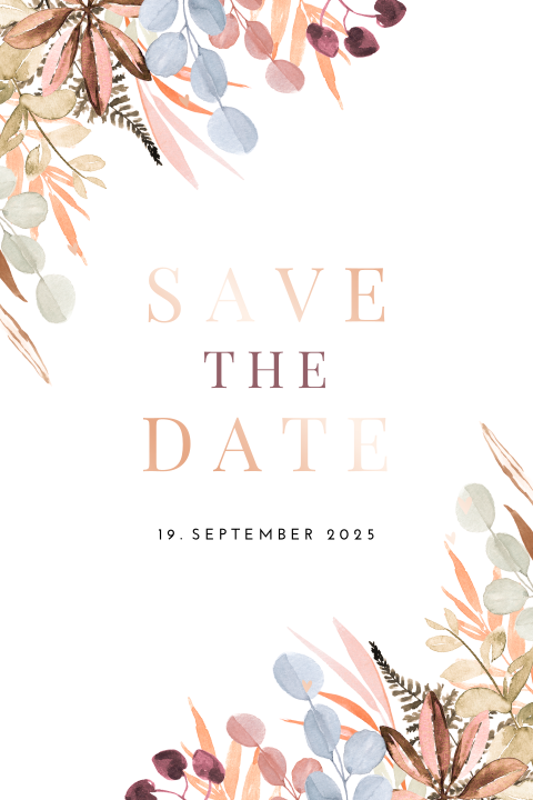 Prächtig bunte Save the date Karte mit herbstlichen Blättern