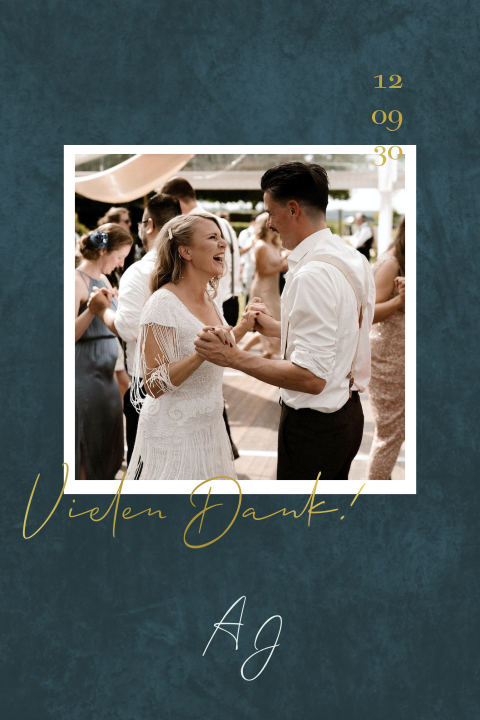 Edle Danksagung Hochzeit in dunkelgrauem Marmorlook mit Goldfolie