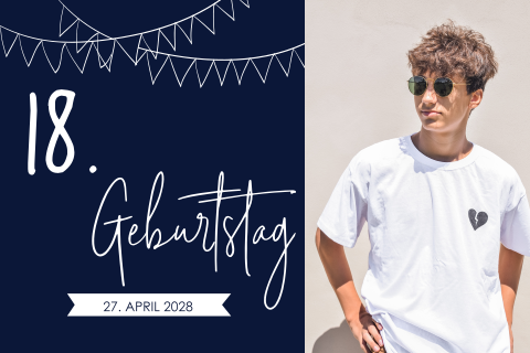 Geburtstageinladung mit Foto und Luftschlangen