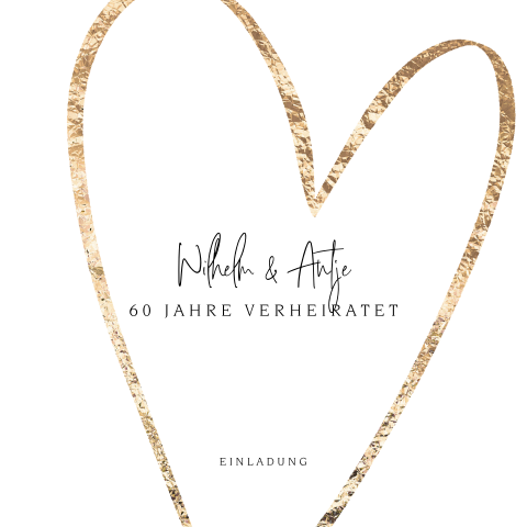 Moderne Einladung zur diamantenen Hochzeit in Weiss und Gold