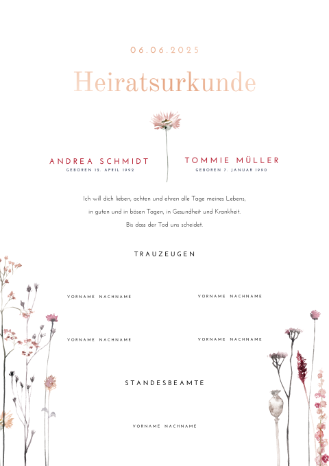 Heiratsurkunde Bohemian Flowers