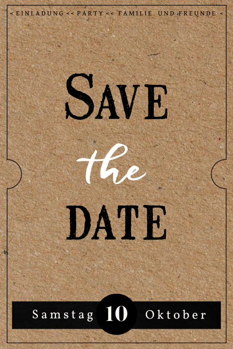 Save the Date Karte für Hochzeitseinladung aus Kraft-Look