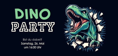 Einladung zum Kindergeburtstag mit Dinokopf