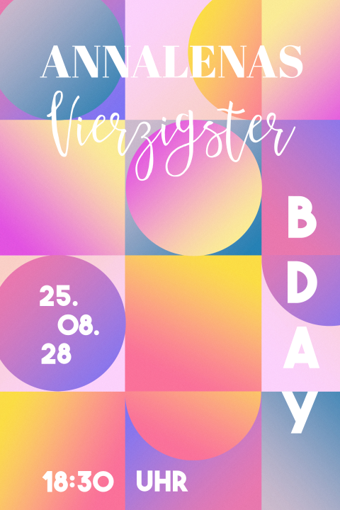 Einladung zum 40sten Geburtstag Farbenfrohes Fest