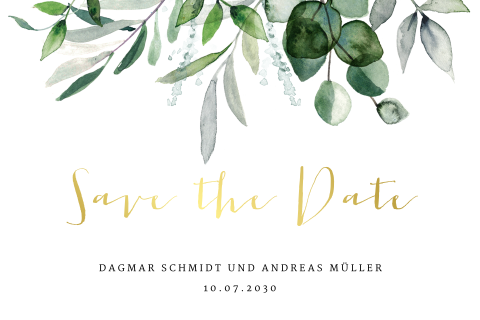 Elegante Save-the-Date Karte "Eukalyptus"