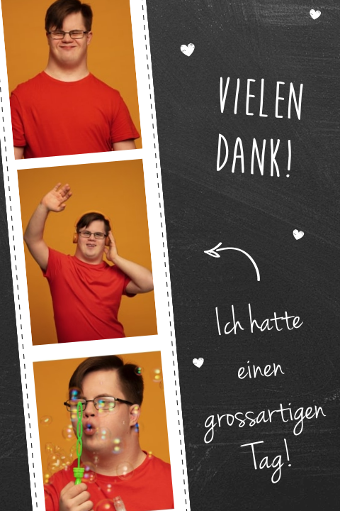 Dankeskarte zur Firmung mit Fotostreifen im Tafel-Look