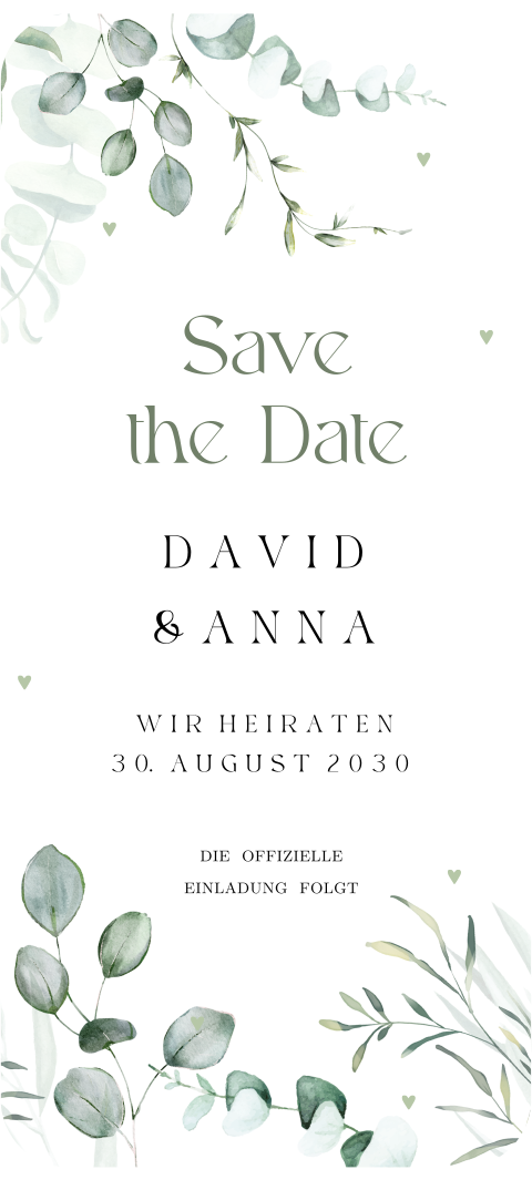 Digitale Save the Date Karte - Eukalyptus