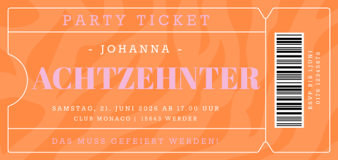 Moderne colorblocking Einladung zum 18. Geburtstag im Ticketstil
