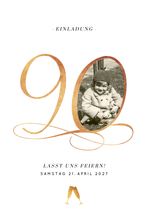 Schicke Einladung 90. Geburtstag mit Foto