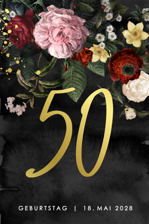 Elegante Einladung zum 50. Geburtstag mit Goldfolie