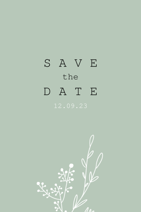 Save the date Karte in Schwarz Grün mit Blumen