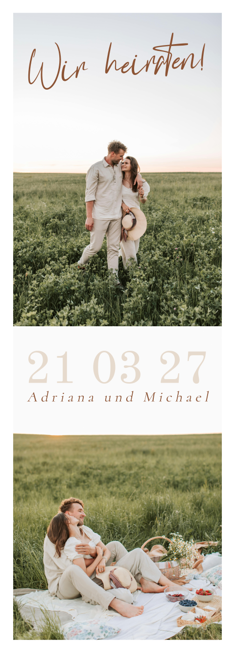 Fotostreifen mit Details zur Panorama-Hochzeitseinladung mit Foto | Set von 3 Stück