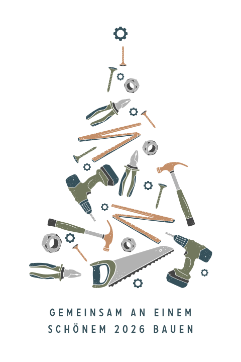 Geschäftliche Weihnachtskarte mit Thema Handwerker 