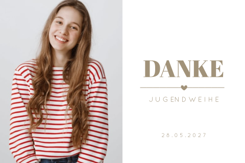 Dankeskarte zur Jugendweihe mit großen Foto und schlichtem Design