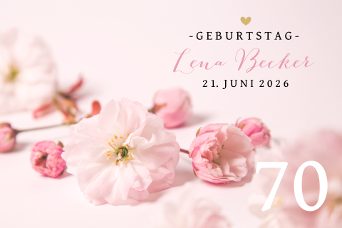 Wunderschöne Blumeneinladungskarte zum 70 Geburtstag