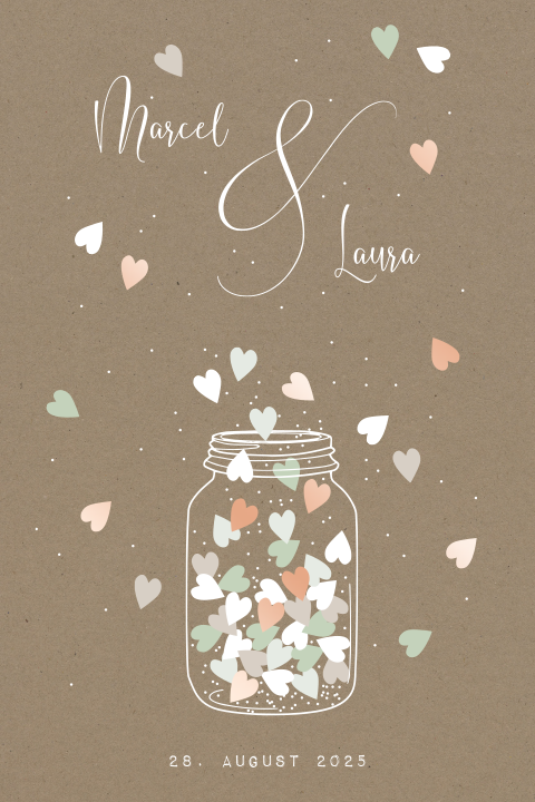 Hochzeitskarte Glas voller Liebe mit Roségoldfolie