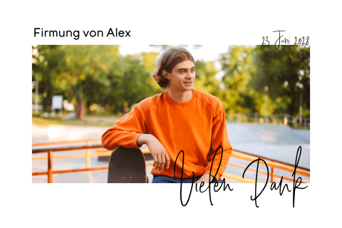 Dankeskarte zur Firmung mit Foto und Kalligrafieschrift