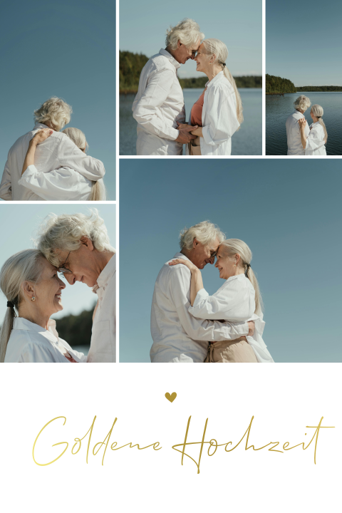 Hochformat Einladung zur Goldenen Hochzeit 5 Fotos