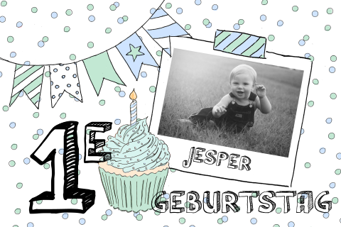 Einladung zum 1. Geburtstg - Girlande
