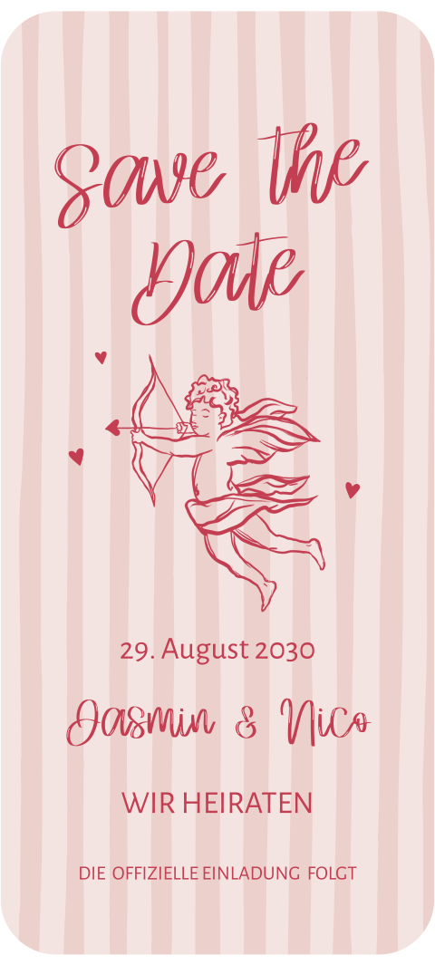 Save the Date Karten Digital* - Rosa Streifen mit Illustration